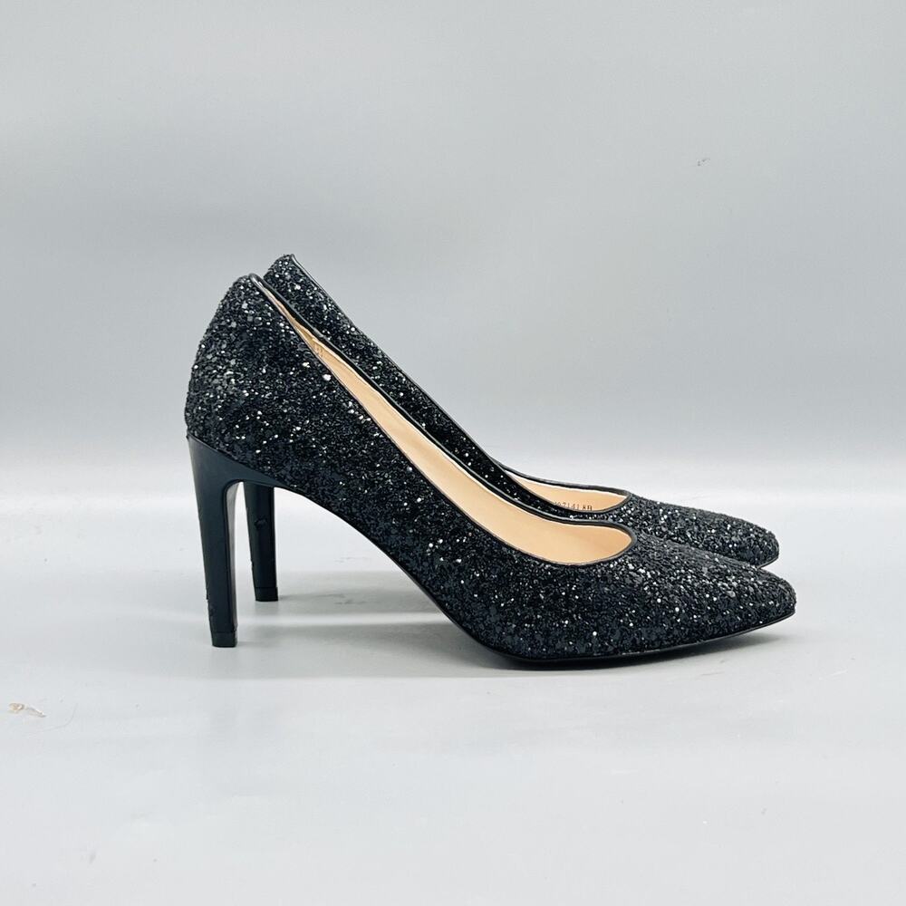 Cole Haan Shoes Womens 8 Black Glitter Grand OS Stiletto Heel Pumps Pointed Toe